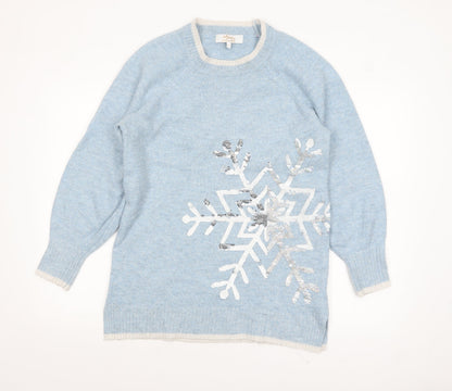 Next Women Blue Sequin Snowflake Christmas Jumper Size S
