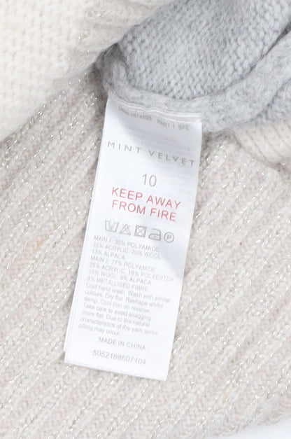 Mint Velvet Women Grey Roll Neck Chunky Knit Jumper Size 10