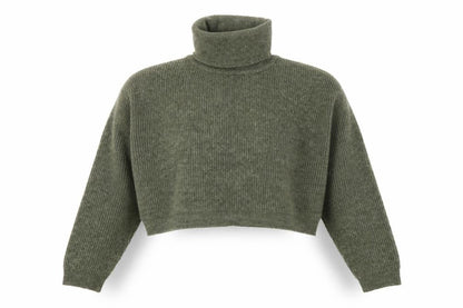 Stradivarius Women Green Roll Neck Rib-Knit Long Sleeve Pullover Jumper M