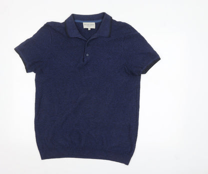 Racing Green Men's Blue Collared Knit Short Sleeve Pullover Jumper M