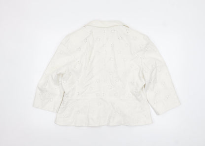 Marks and Spencer Women Ivory Linen Blend 3/4 Sleeve Blazer Size 16