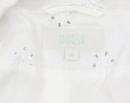 Marks and Spencer Women Ivory Linen Blend 3/4 Sleeve Blazer Size 16