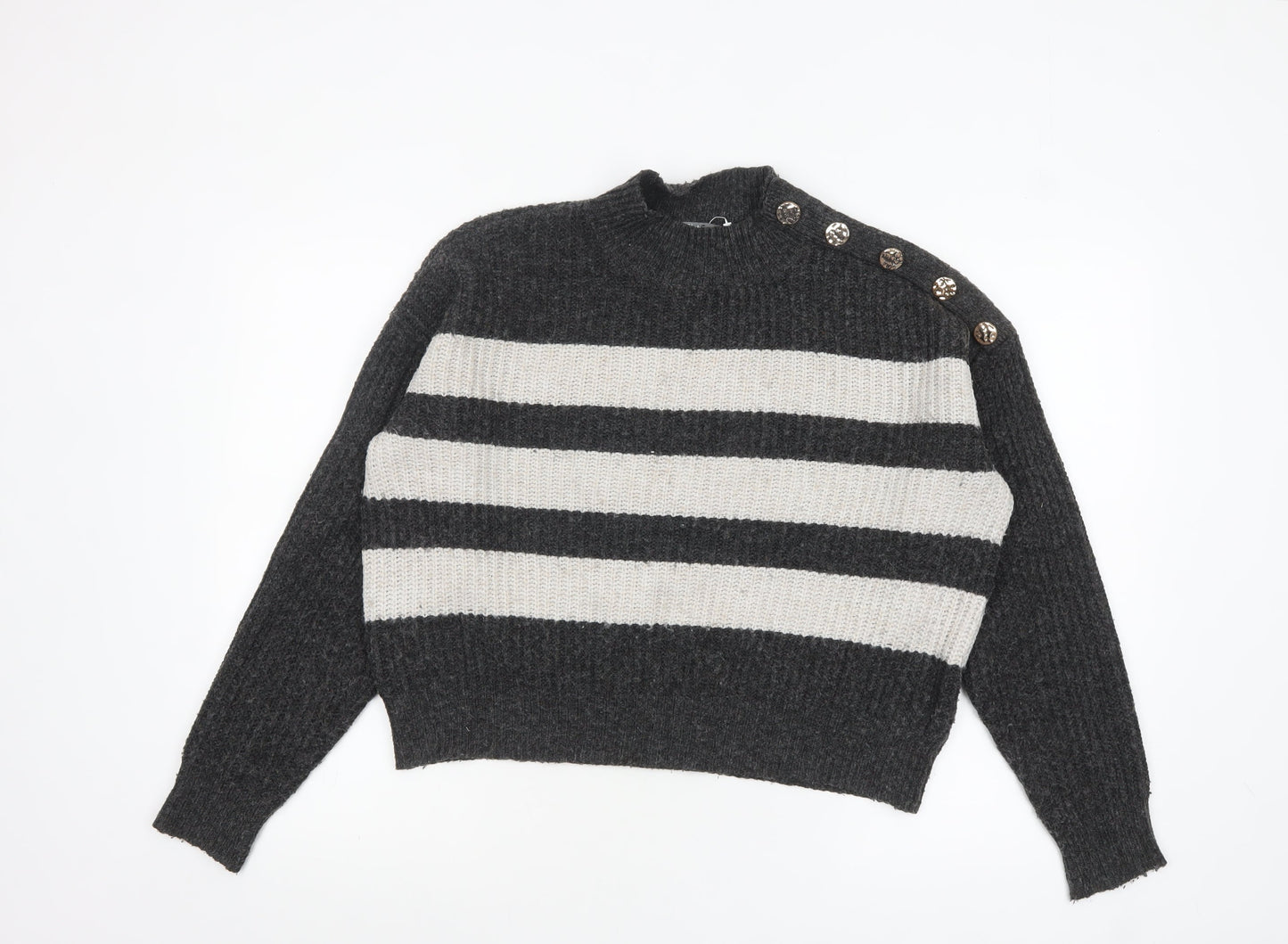 Womens UK Size 8-10 Nutmeg Grey Pullover Jumper