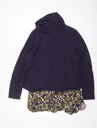 Phase Eight Women’s Purple Floral Hem Cowl Neck Tunic Jumper Size 16