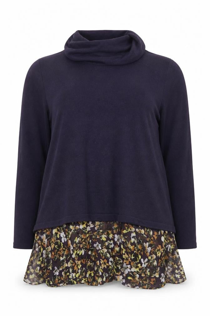 Phase Eight Women’s Purple Floral Hem Cowl Neck Tunic Jumper Size 16
