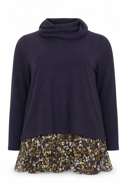 Phase Eight Women’s Purple Floral Hem Cowl Neck Tunic Jumper Size 16