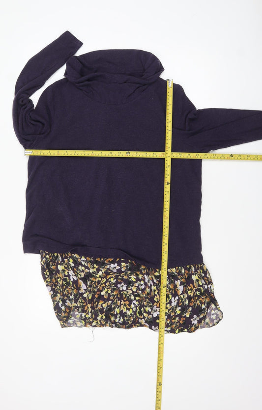 Phase Eight Women’s Purple Floral Hem Cowl Neck Tunic Jumper Size 16