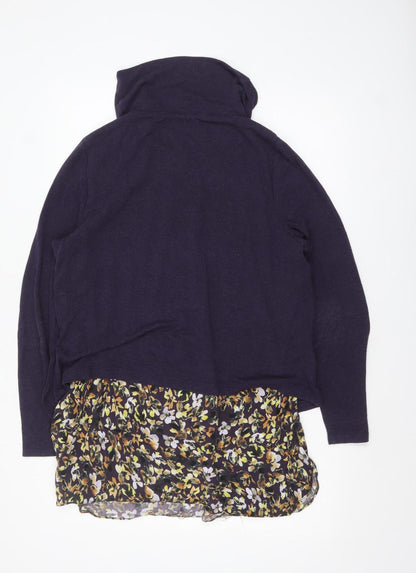 Phase Eight Women’s Purple Floral Hem Cowl Neck Tunic Jumper Size 16