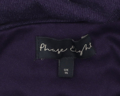 Phase Eight Women’s Purple Floral Hem Cowl Neck Tunic Jumper Size 16