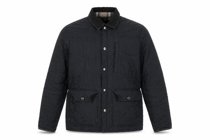 Burton Menswear Men's Black Quilted Jacket Medium Cord Collar