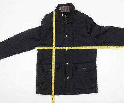 Burton Menswear Men's Black Quilted Jacket Medium Cord Collar