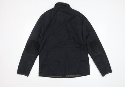 Burton Menswear Men's Black Quilted Jacket Medium Cord Collar