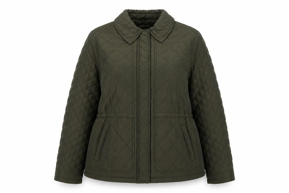 CC Women Green Quilted Mid-Length Jacket Size 14