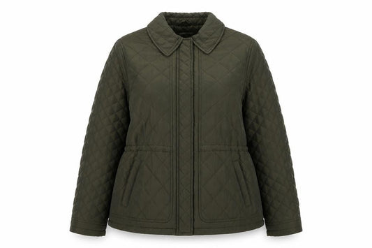 CC Women Green Quilted Mid-Length Jacket Size 14