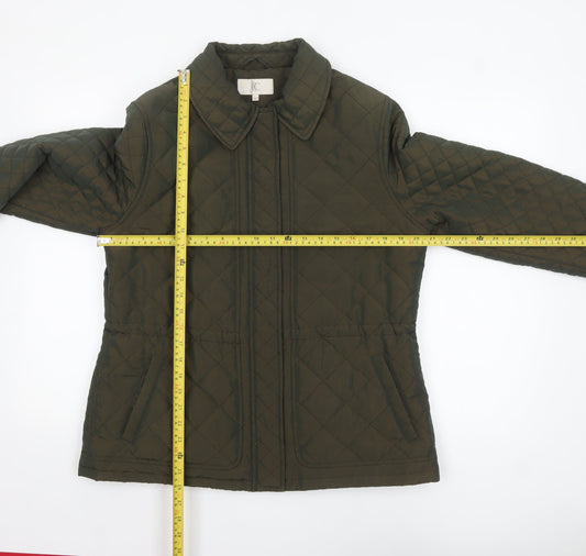 CC Women Green Quilted Mid-Length Jacket Size 14