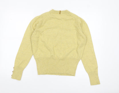 Marks and Spencer Per Una Women's Yellow Size 12 Crew Neck Wool Blend Jumper