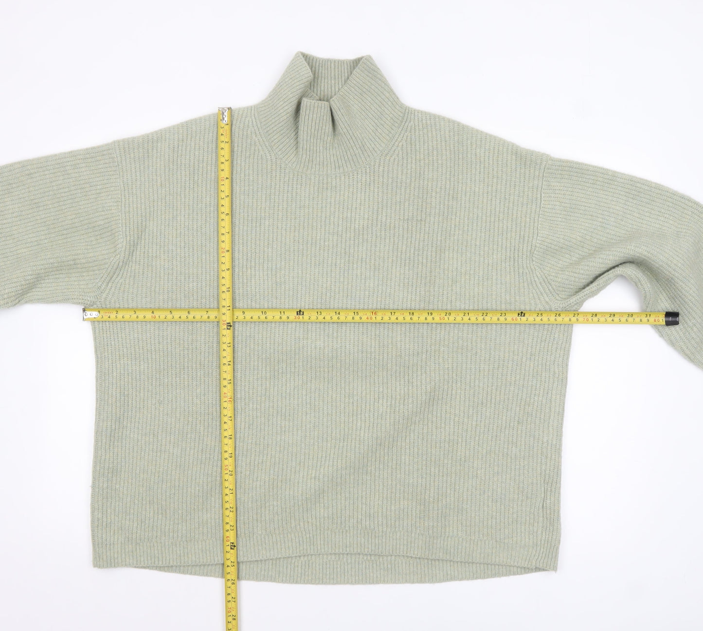 Uniqlo Women’s Beige Wool Blend Ribbed Mock Neck Jumper XL
