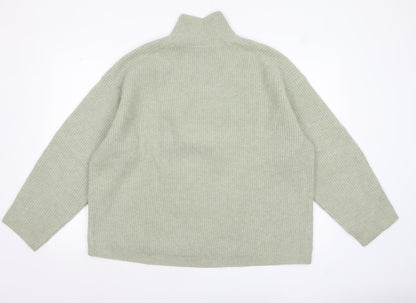 Uniqlo Women’s Beige Wool Blend Ribbed Mock Neck Jumper XL