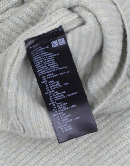 Uniqlo Women’s Beige Wool Blend Ribbed Mock Neck Jumper XL