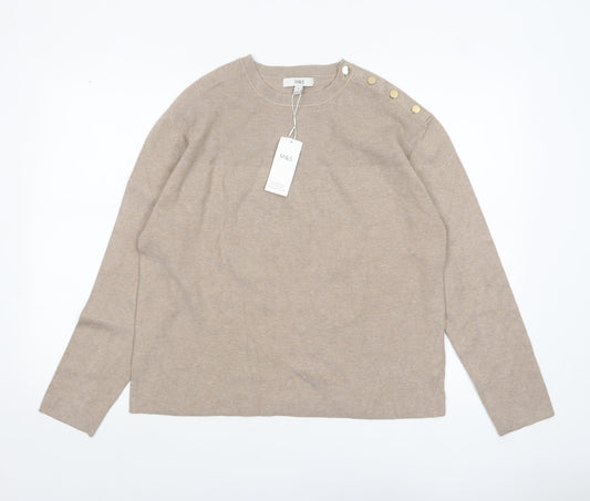 Womens UK Size M Marks and Spencer Beige Pullover Jumper