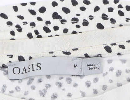 Oasis Women’s White Cropped Animal Print Cotton T-Shirt M