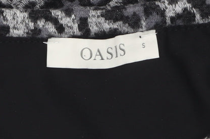 Oasis Women’s Grey Leopard Print Knit Tunic Blouse Size S