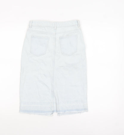 Marks and Spencer Girls Light Blue Denim Knee Length Straight Skirt 9-10 Years