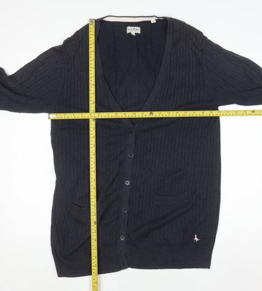Jack Wills Women's Navy Cable-Knit Long Sleeve Cardigan UK 10