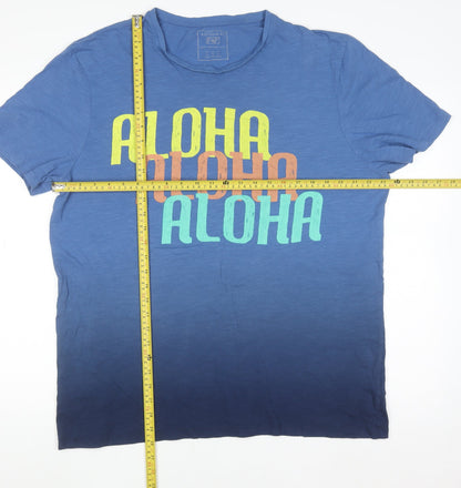 F&F Men’s Blue Aloha Graphic T-Shirt XL Cotton Summer Top