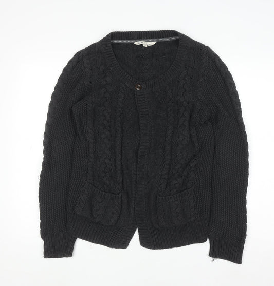 Fat Face Women’s Grey Cable-Knit Cotton Cardigan Size 12