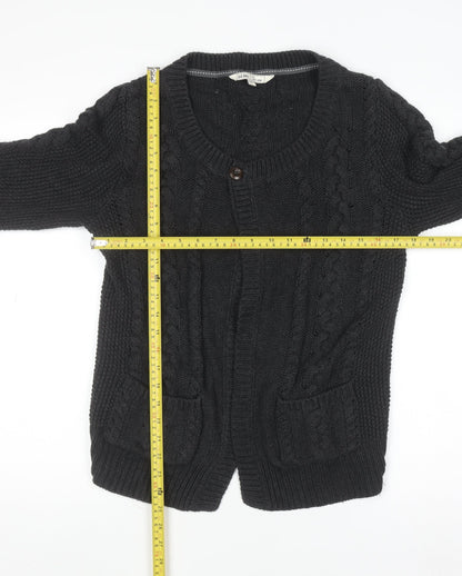 Fat Face Women’s Grey Cable-Knit Cotton Cardigan Size 12