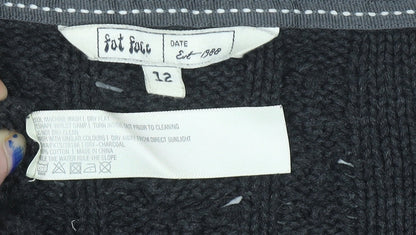 Fat Face Women’s Grey Cable-Knit Cotton Cardigan Size 12