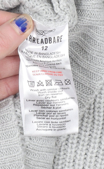 Womens UK Size 12 Threadbare Grey Pullover Jumper