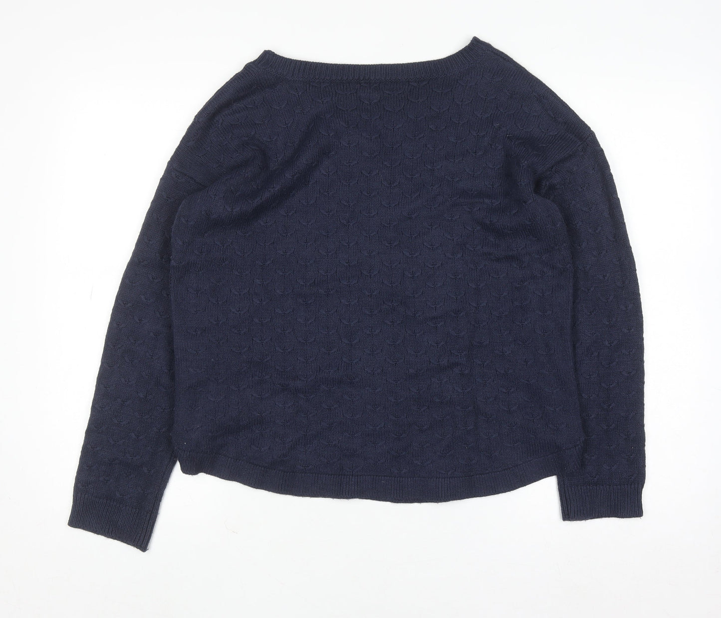 Fat Face Women's Blue Knit Button Pullover Jumper UK 12
