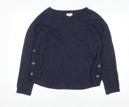 Fat Face Women's Blue Knit Button Pullover Jumper UK 12