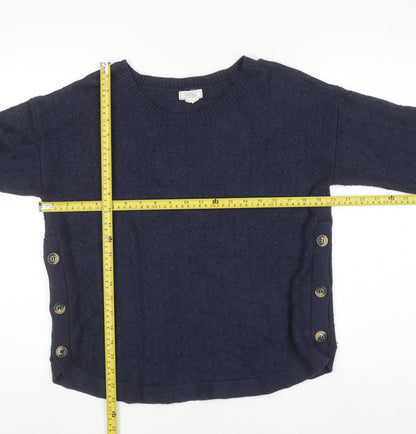 Fat Face Women's Blue Knit Button Pullover Jumper UK 12