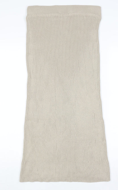 Massimo Dutti Women Beige Midi Ribbed Knit Pencil Skirt Size 12