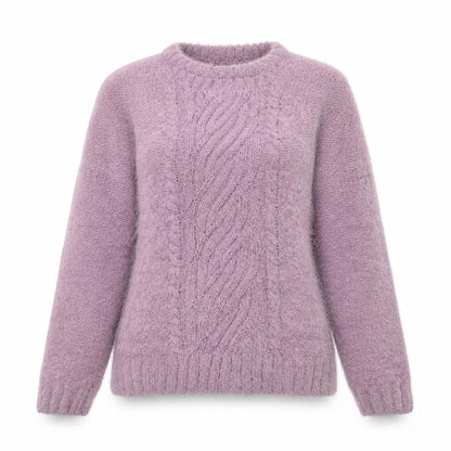 Isle Women Purple Cable Knit Pullover Jumper Size S Polyester Blend