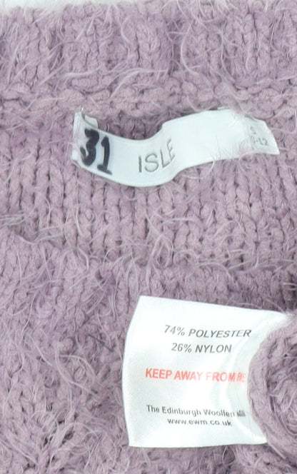 Isle Women Purple Cable Knit Pullover Jumper Size S Polyester Blend