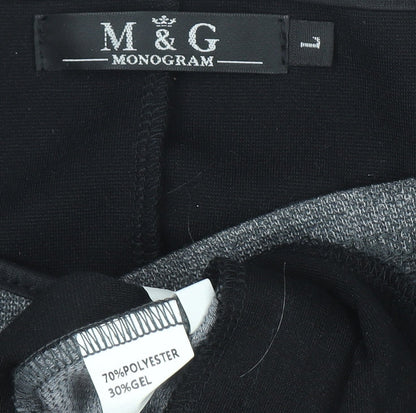 M&G Monogram Womens Grey Black Biker Jacket Size L Zip Style