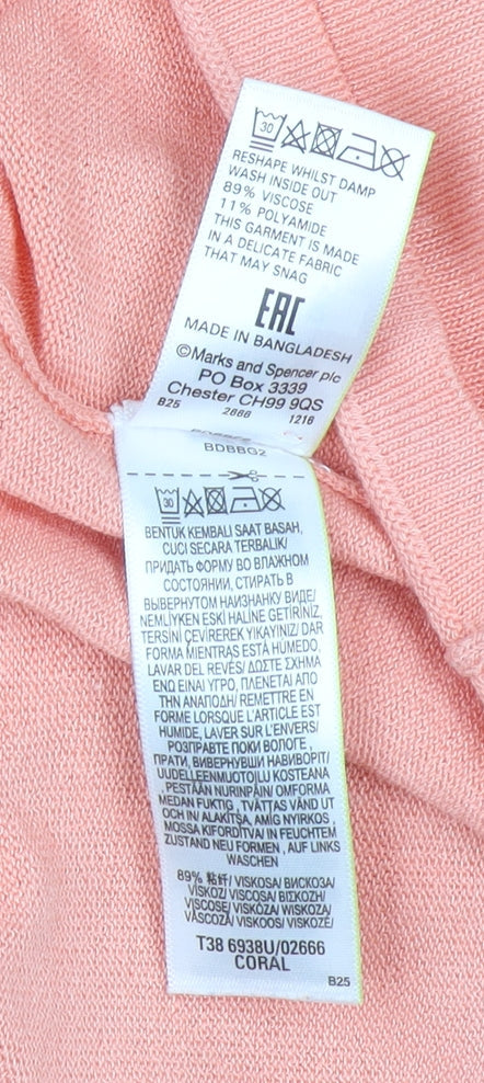Womens UK Size 12 Marks and Spencer Pink Basic T-Shirt