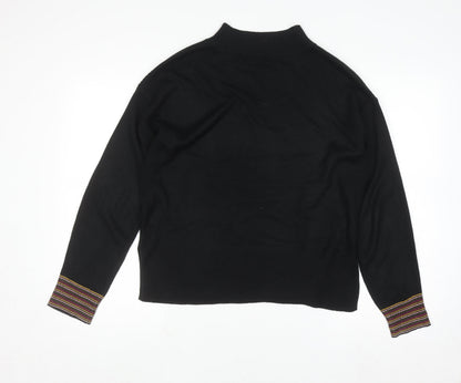 Next Women’s Black Star Mock Neck Jumper Size S Long Sleeve Knit