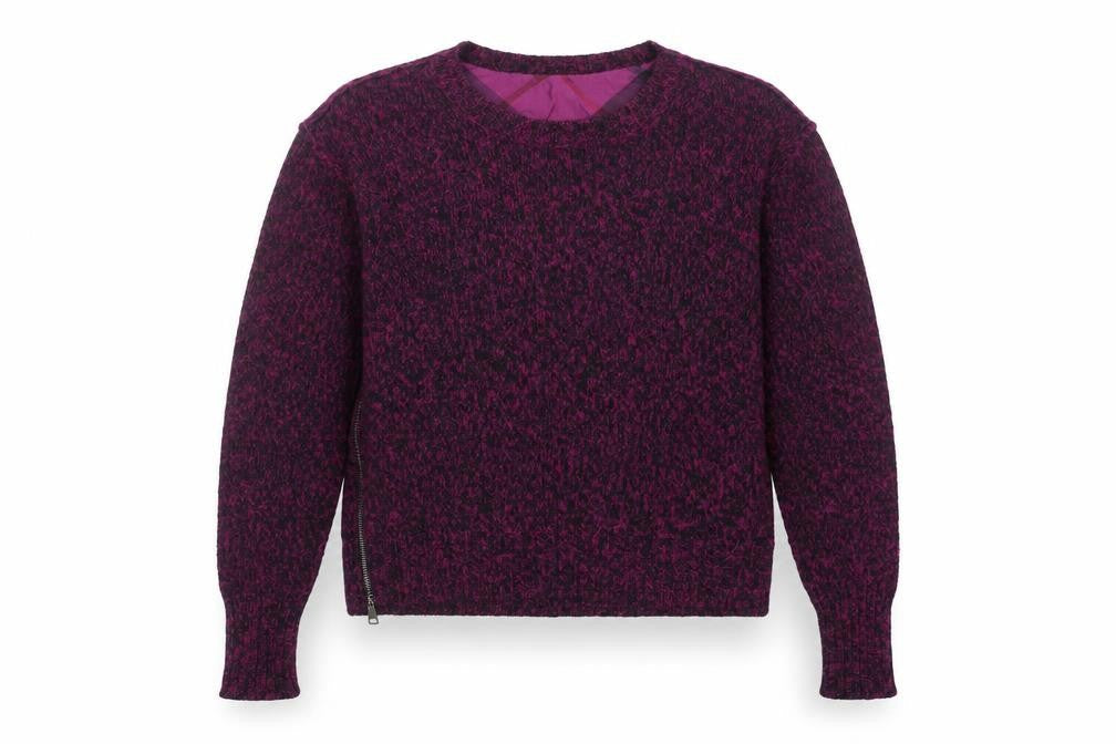 Burberry Brit Women's Purple Wool Cotton Zip Pullover Jumper Size L