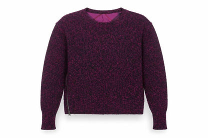 Burberry Brit Women's Purple Wool Cotton Zip Pullover Jumper Size L