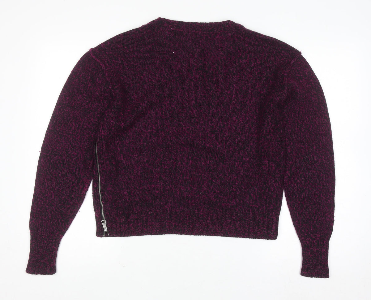 Burberry Brit Women's Purple Wool Cotton Zip Pullover Jumper Size L