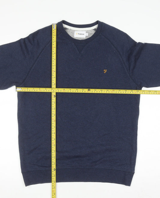 Farah Men's Blue M Crew Neck Cotton Blend Pullover Jumper