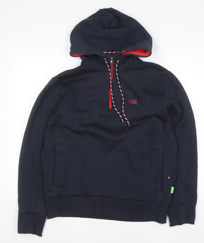 Mens UK Size L HUGO BOSS Blue 1/2 Zip Hoodie