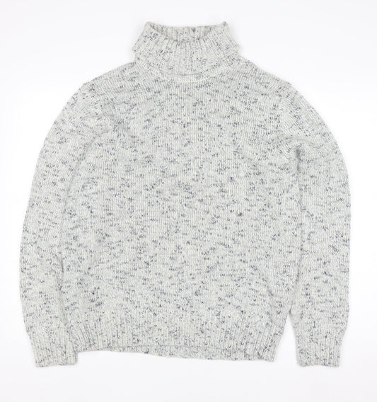 Marks and Spencer Women’s Grey Roll Neck Wool Blend Chunky Knit Jumper M