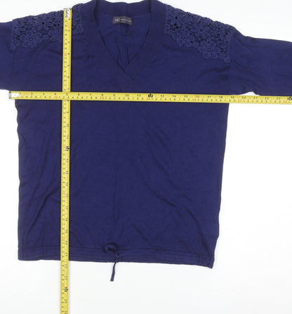 Marks and Spencer Women's Blue V-Neck Knit Jumper Size M