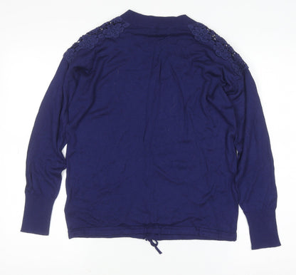 Marks and Spencer Women's Blue V-Neck Knit Jumper Size M
